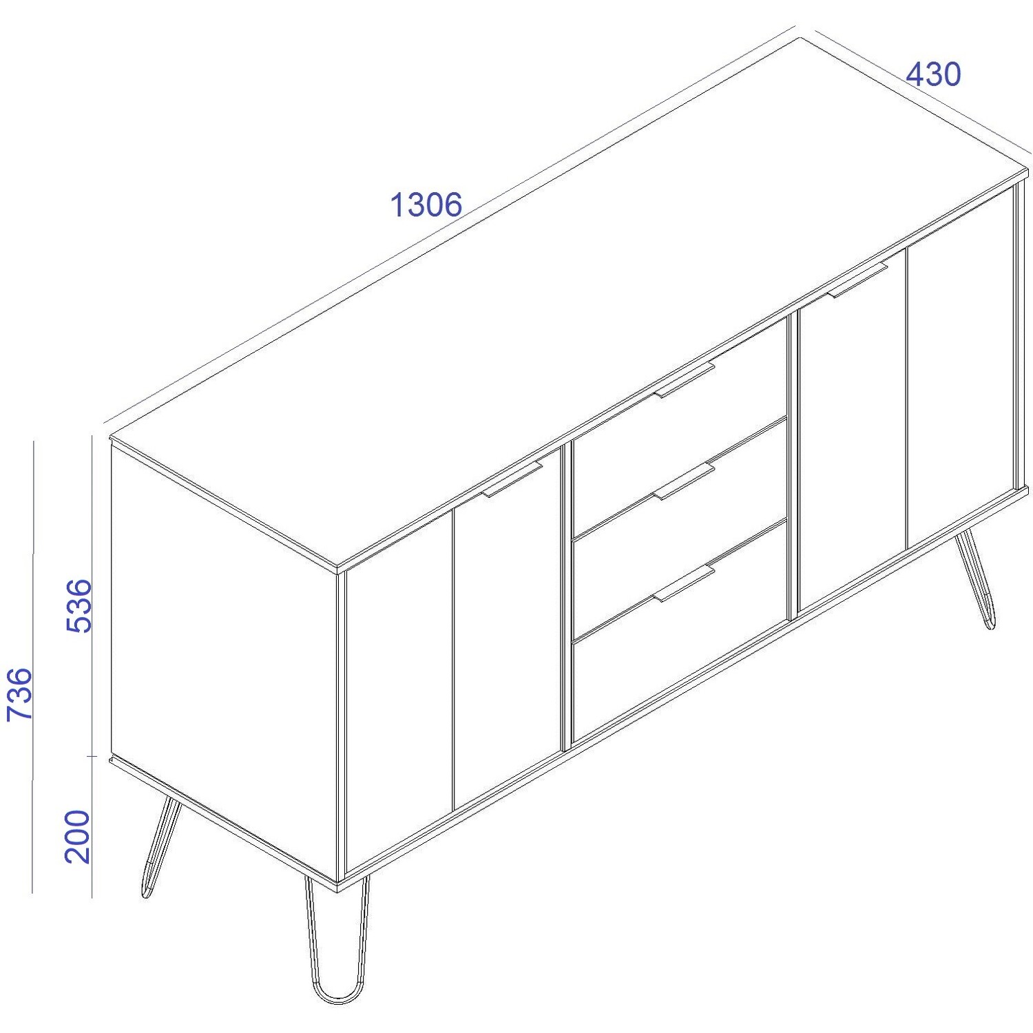 Augusta Medium Sideboard With 2 Doors And 3 Drawers Storage Unit - Antique Waxed Pine