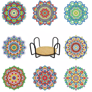 Pack of 8 Mandala Medallion Diamond Art Coaster Kit