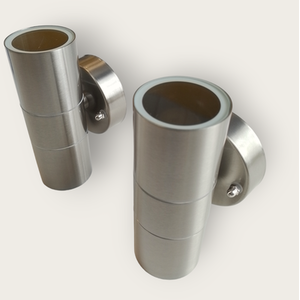 2 x Silver Up Down Outdoor Wall Light