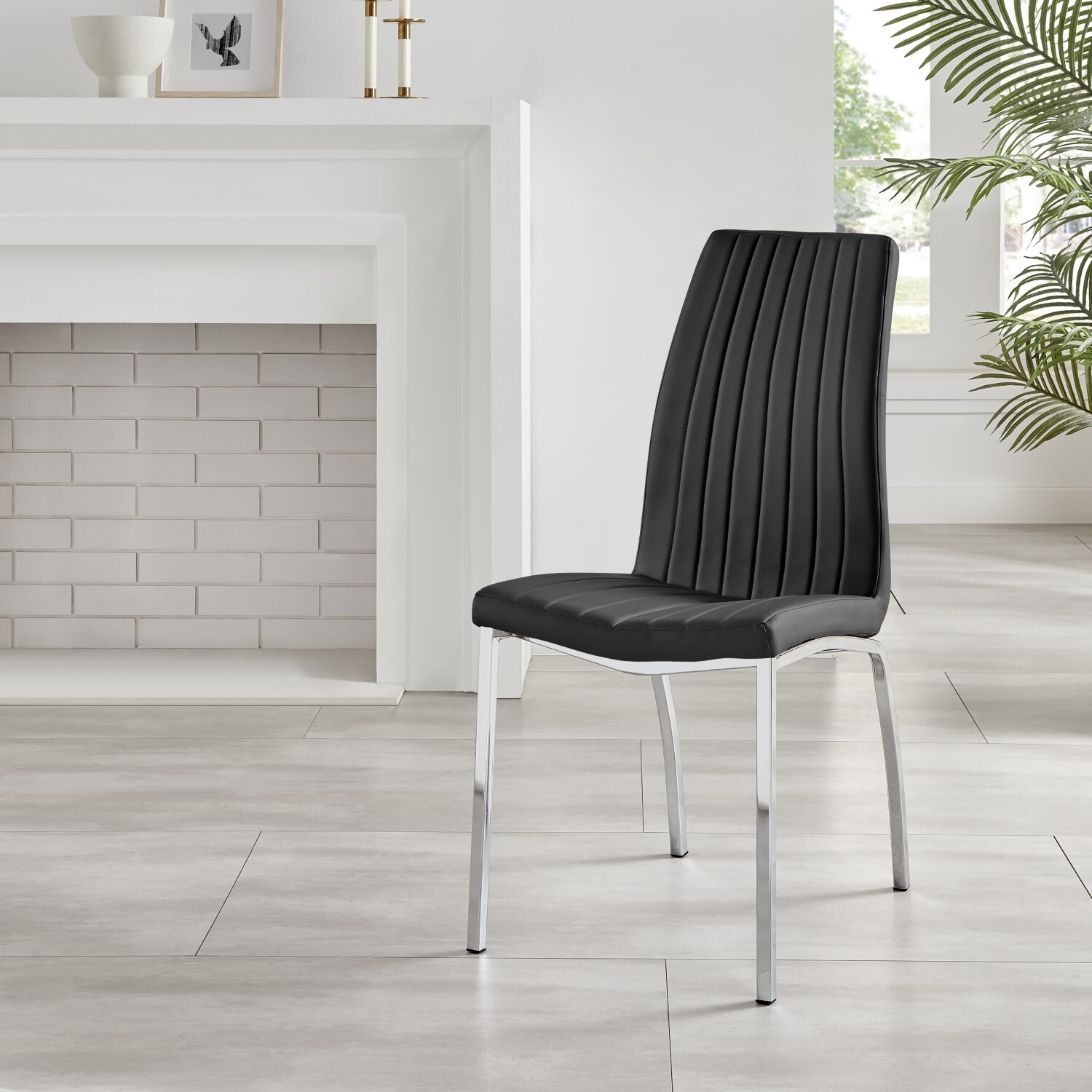Enna Black Glass Extending Dining Table And 4 Isco Chairs - Black