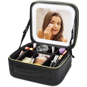 Cosmetic Makeup Vanity Travel Case Make Up Storage With LED Mirror