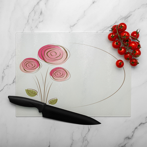 Rose Drawing Glass Chopping Board-large