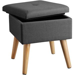 Stool Elva - Padded, Linen Look With Storage Space