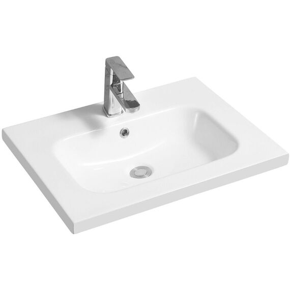 Ceramic Mid-Edge Inset Basin with Oval Bowl