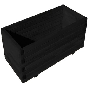 Black Pine Wooden Trough Planter with Feet