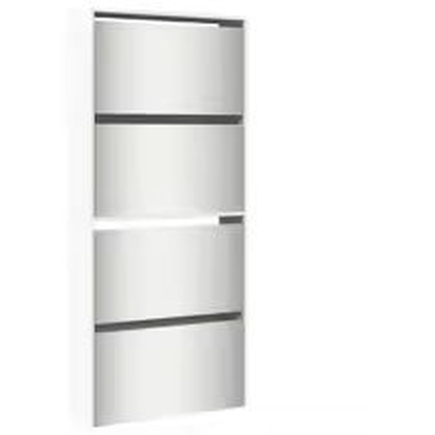 4 Tier High Gloss Shoe Cabinet With Mirror - White