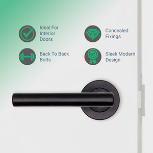 Matt Black / Black Olvera Door Handle and Latch Set shot 8087982