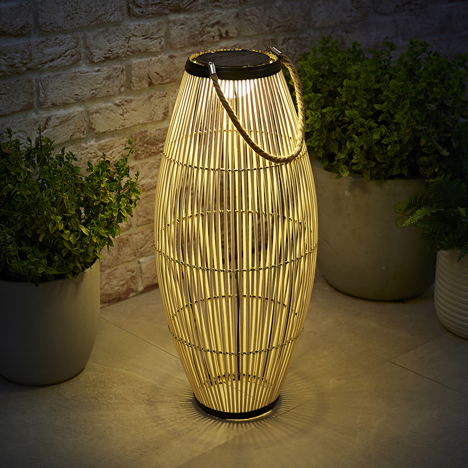 Image of Solar Powered Garden Bamboo Outdoor Floor&hellip;