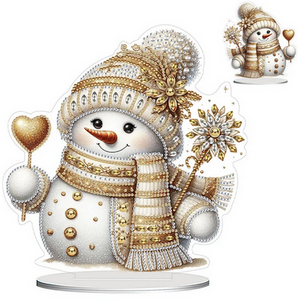 Festive Gold Snowman Tabletop Diamond Art Kit