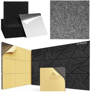 Set Of 12 Square Self Adhesive Acoustic Wall Panels Tiles