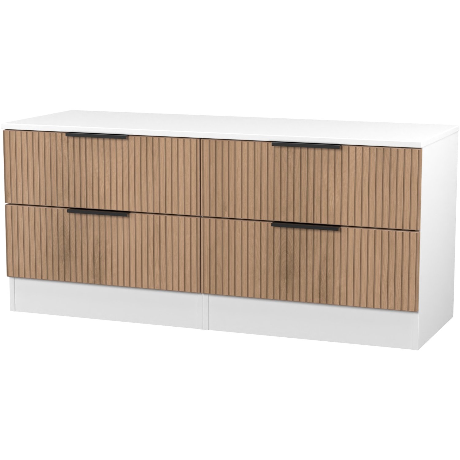 Java Ready Assembled 4 Drawer Bed Box - Slatted Effect White