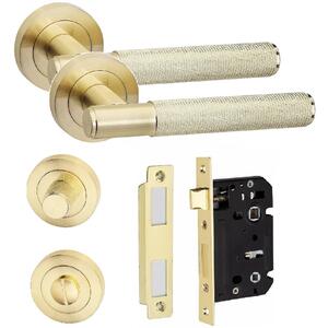 Knurled T-Bar Bathroom Door Handles Set