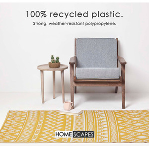 Yellow / 200cm Homescapes Outdoor Rug Luxury Waterproof Reversible Recycled, Yellow Anna Aztec shot 9732246
