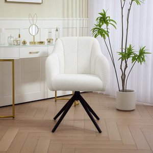 HOMCOM 360 Degree Swivel Accent Chair with Steel Legs for Bedroom