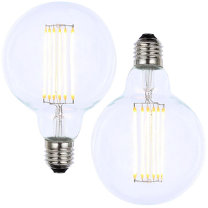 2 Pack of 6 Watt E27 Globe LED Filament Bulbs