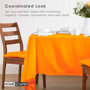 Orange Plain Cotton Round Tablecloth shot 9903676