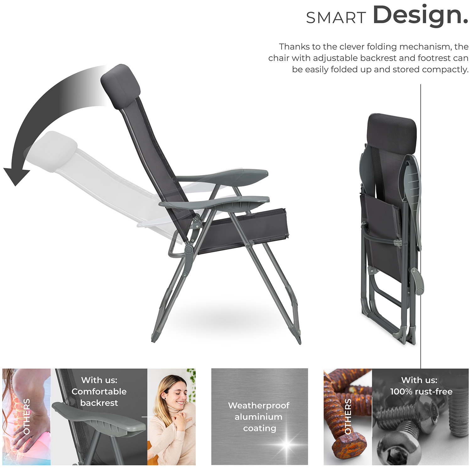 Garden Chairs Maurine - Set Of 4 Foldable - Anthracite