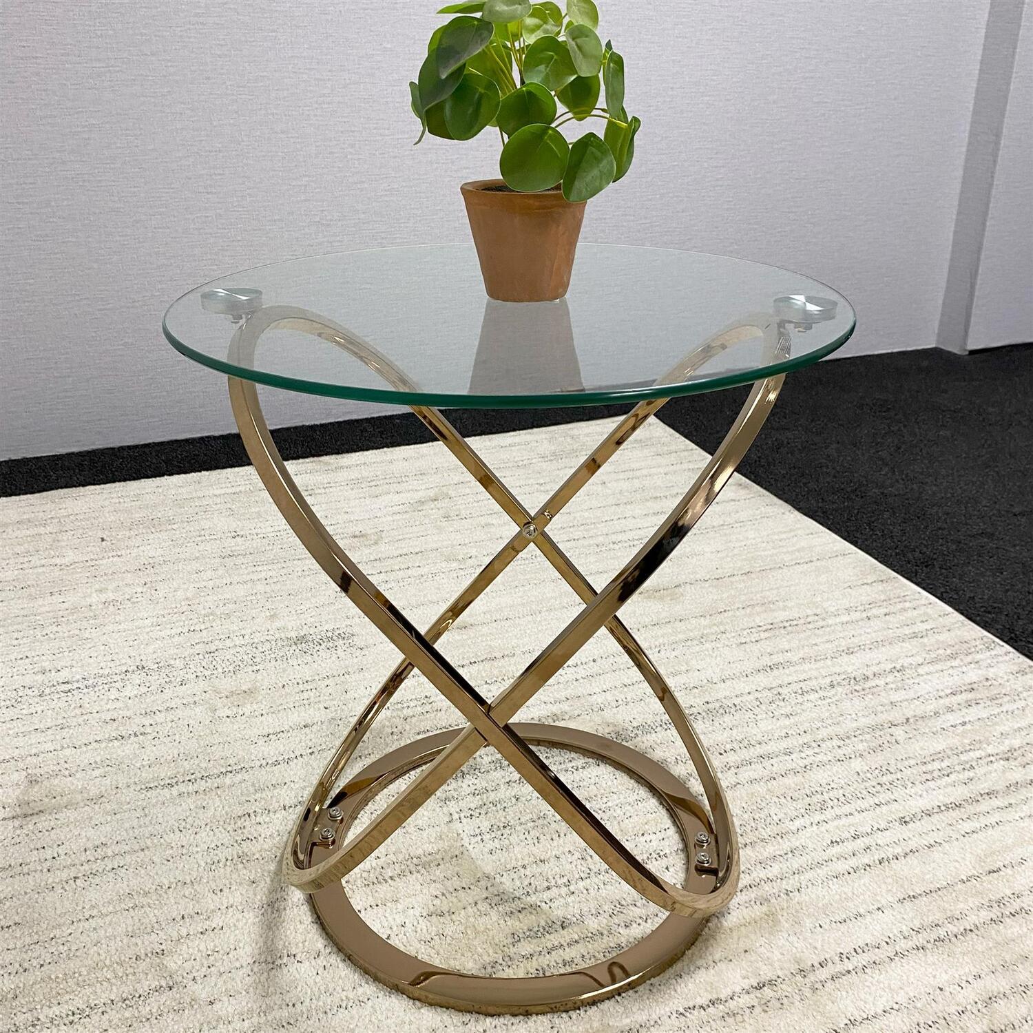 Glass Coffee Table With Chrome Frame - Gold