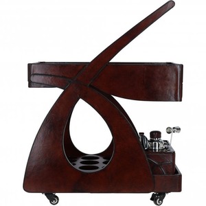 Ashwood Leather Bar Trolley with Full Accessories Set LF 192
