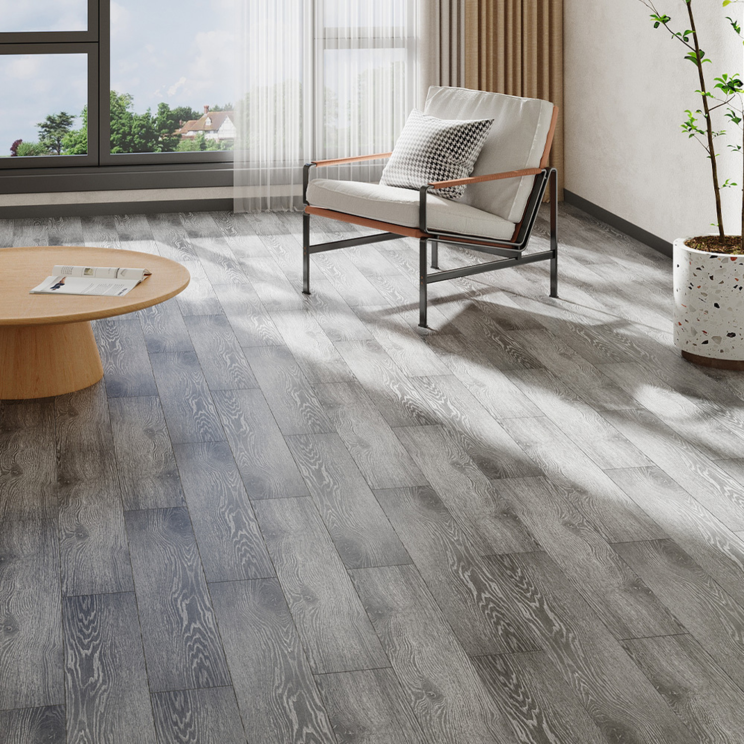 Lifeideas 20 Piece Wood Grain Click Flooring Set - Slate Grey