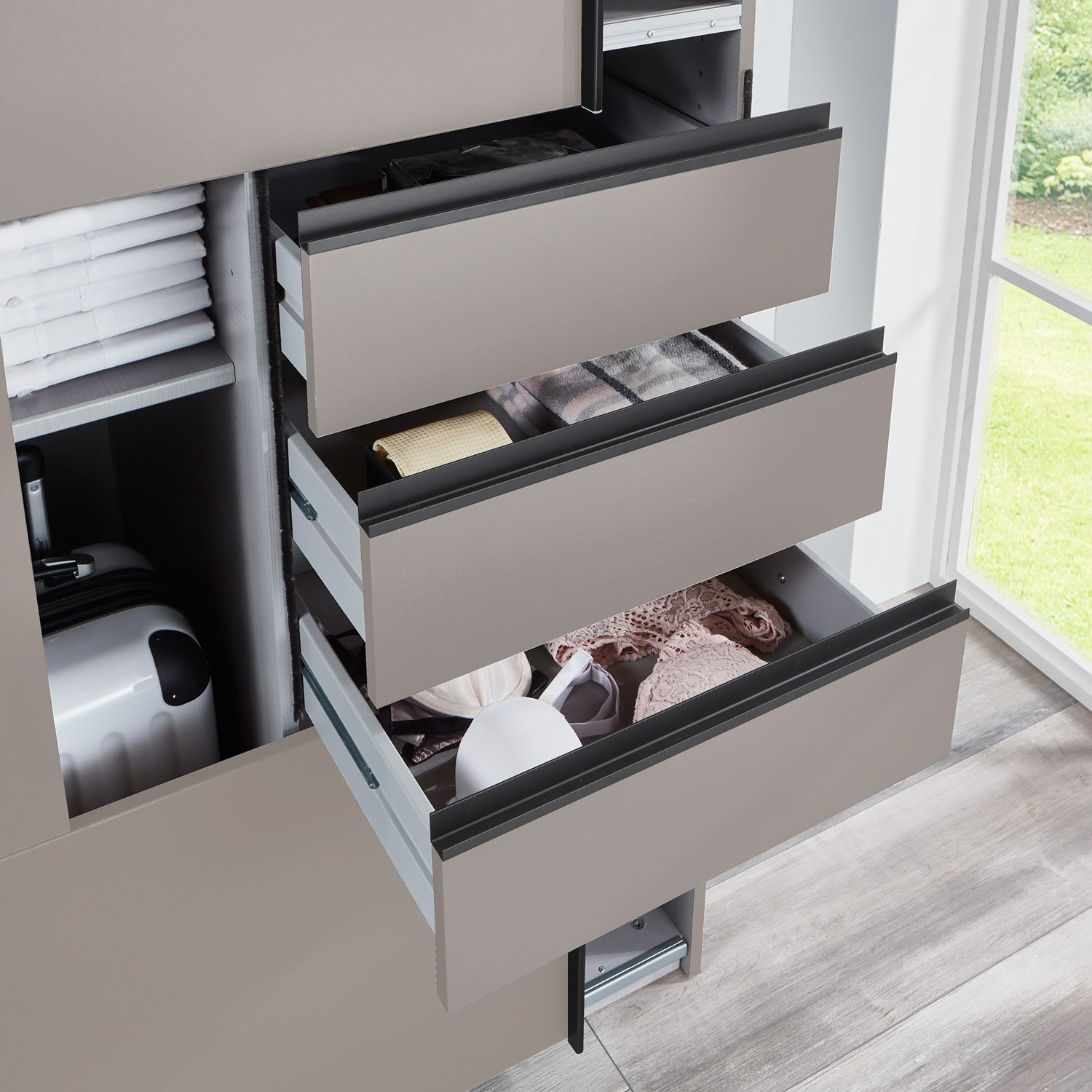 Saigon Solo Sliding Wardrobe - Grey 270cm Grey