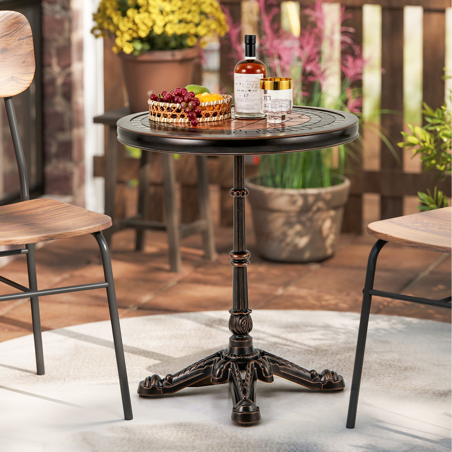 Round Patio Dining Table - Bronze