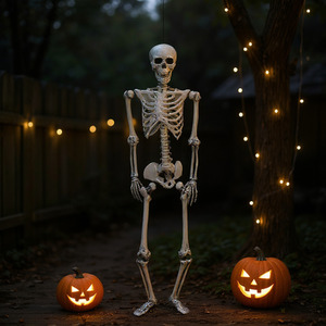 Realistic Full-Body Halloween Skeleton Prop, Posable Joints