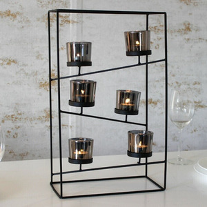 Glass Tealight Candle Holder with Metal Frame