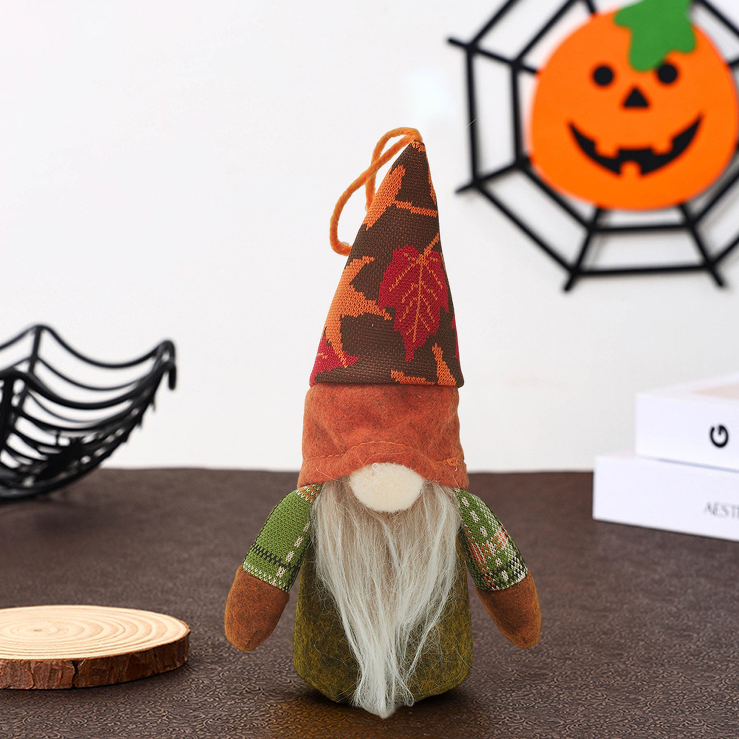 Lifeideas LED Thanksgiving Harvest Maple Gnome Plush Doll - Green