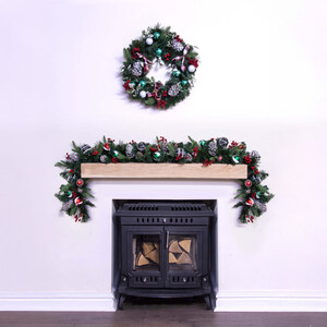 Decorated Mixed Pine Garland with Baubles