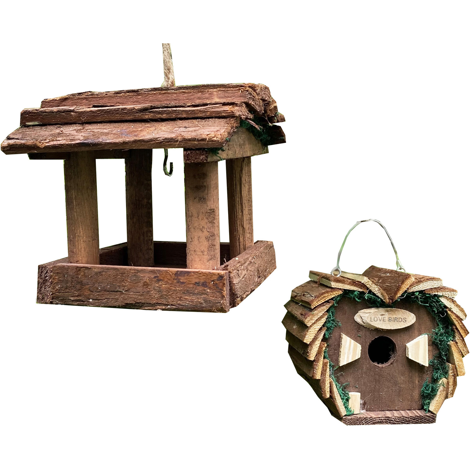Image of Hanging Wooden Bird Table Feeder and&hellip;