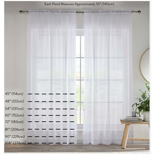 Pair of Crystal White Plain Woven Sheer Voile Panels