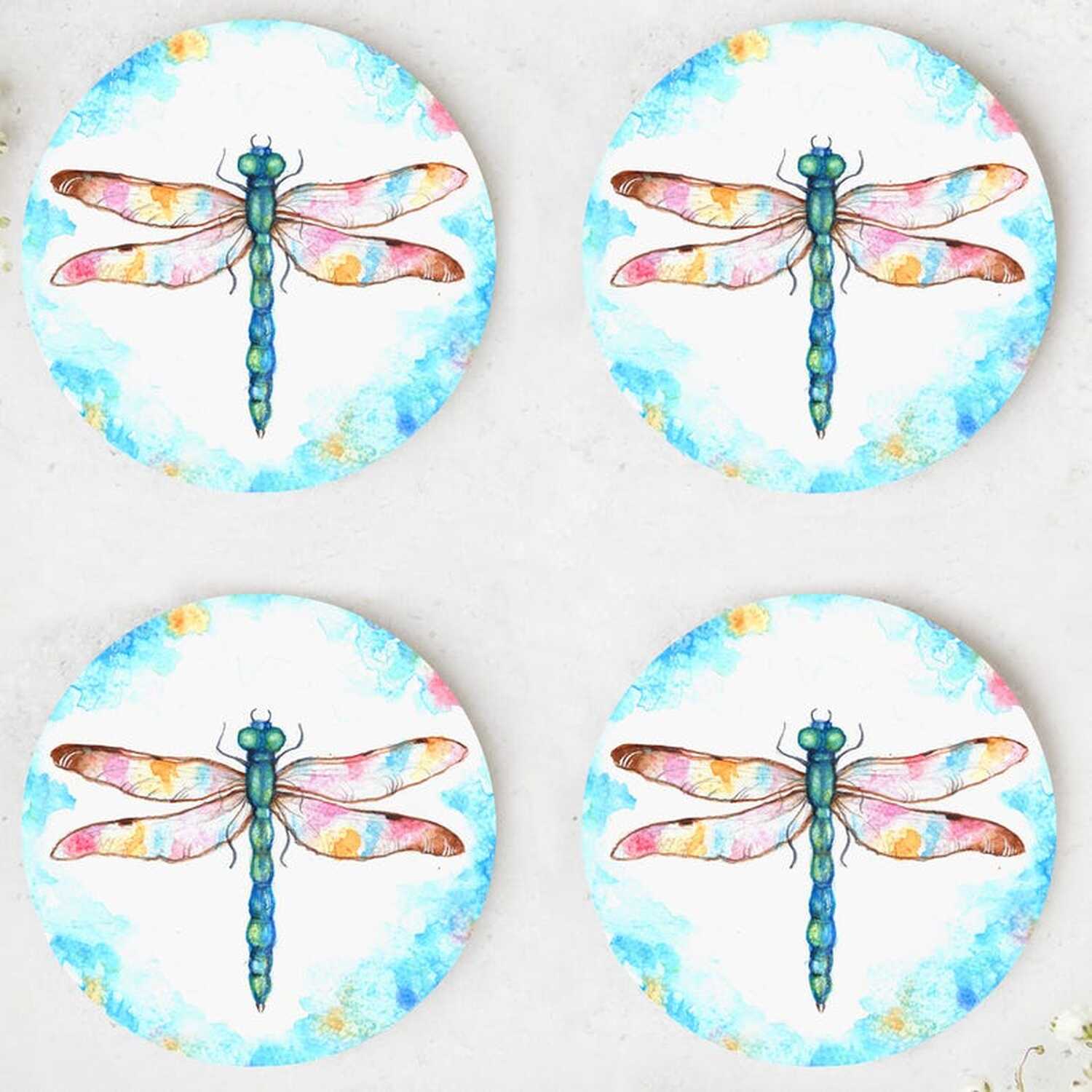 Image of Dragonfly Coasters - Light Blue