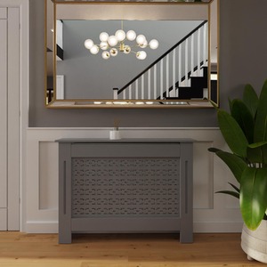 Geometric Pattern MDF Stylish Functional Grey Radiator Cover