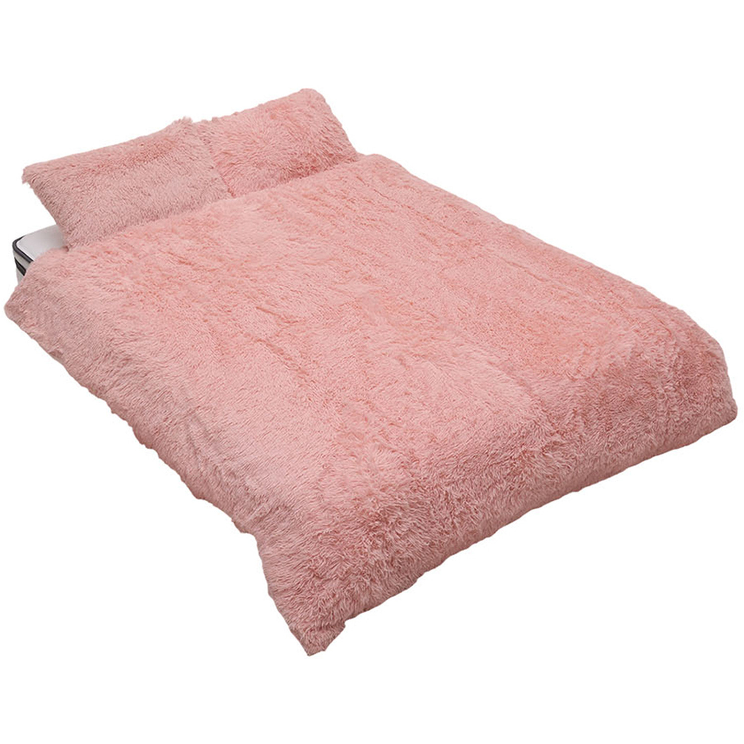 3Pcs Single Side Faux Mink Fleece Duvet Set - Pink
