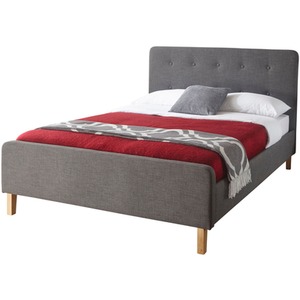 Charcoal / Small Double Home Source Ashbourne Grey Fabric Low Foot End Padded Bed Frame  shot 11457564