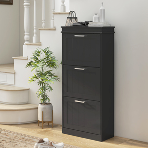 HOMCOM Narrow Shoe Cabinet with Flip Drawers