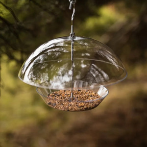 Clear Hanging Dome Canopy Bird Feeder with 1kg Bag of Bird Seed