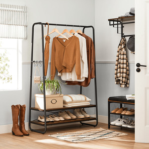 Multifunctional Clothes Rack with Shelves and Hooks
