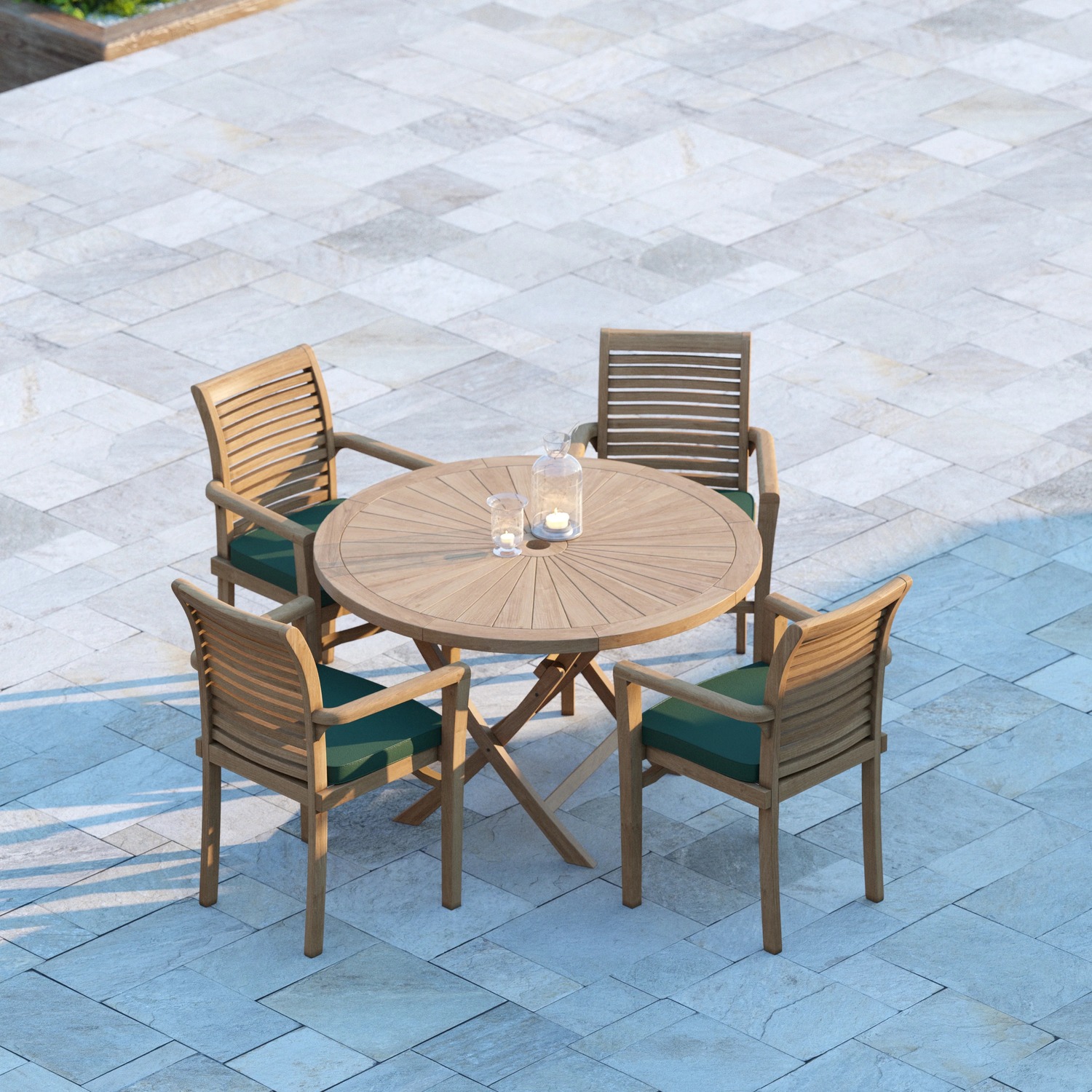 Victoria Teak Garden Dining Table And 4 Seat Chair Set - Teak Black