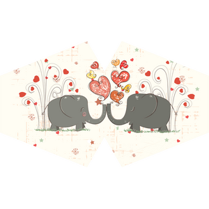 Reusable Fashion Face Mask Love Elephants (Adult) MultiColor