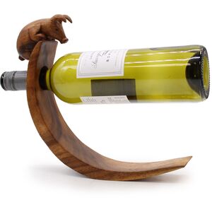 Charming Suar Wood Pig Wine Holder