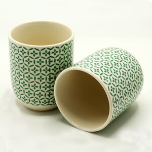 Elegant Green Mosaic Herbal Tea Cup Set