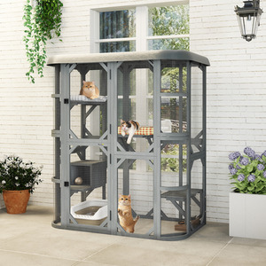PawHut Walk-in Catio with 4 Jumping Platforms and Condo
