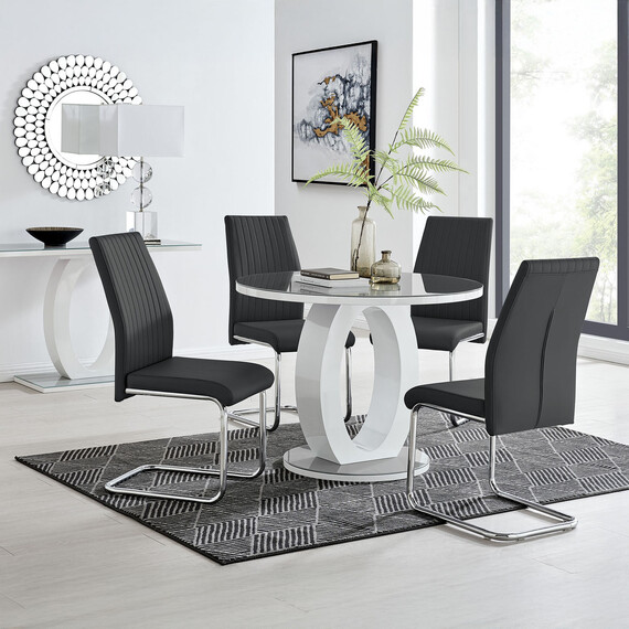 Giovani Round Dining Table With Four Lorenzo Chairs Set
