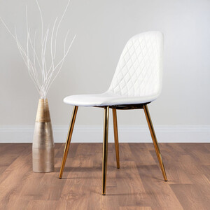 2 x Corona Gold Leg Upholstered Faux Leather Modern Kitchen Dining Chair