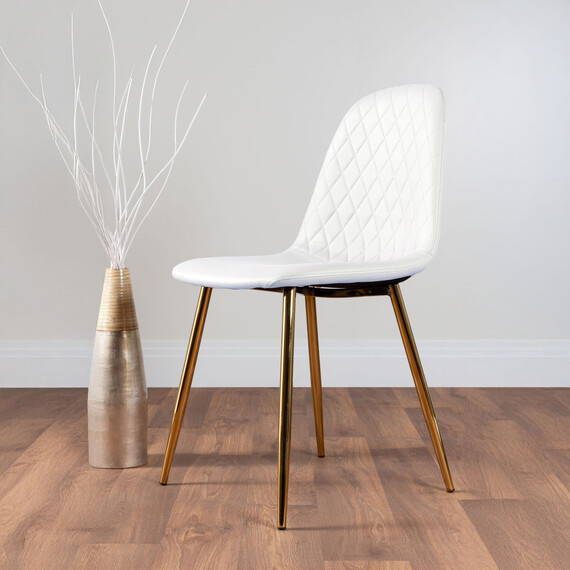 2 x Corona Gold Leg Upholstered Faux Leather Modern Kitchen Dining Chair