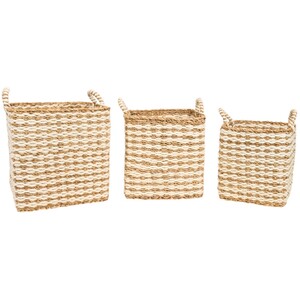 Set of 3 Seagrass and Jute Baskets