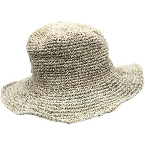 Hand-Knitted Hemp  Cotton Boho Festival Hat - Natural  Sustainable