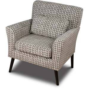 Niteroi Grey Patterned Fabric Accent Armchair with Spiral Legs